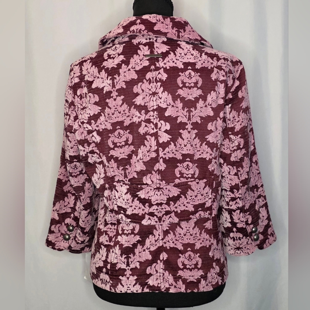 Vintage DKNY Jeans Pink Jacquard Floral Y2K Blazer Jacket - Picture 4 of 8